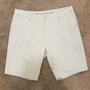 RHONE Light Khaki Flat-Front Performance Shorts